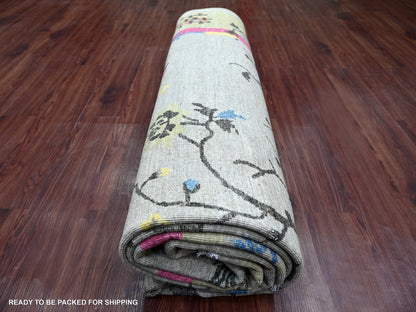 Peshawar Oushak hand-knotted wool rug in Gray & Yellow, 8'10" x 11'11" — SKU O022335 (view 9)