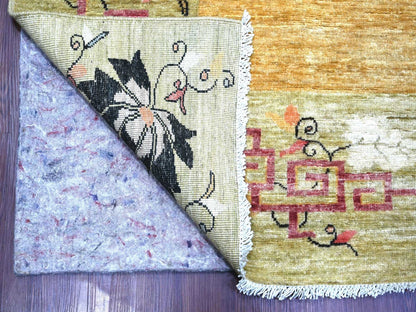 Brown 9'1" x 11'6" Oushak And Peshawar Hand knotted Wool Rug - Sku: O022336