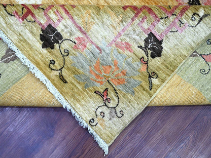 Peshawar Oushak hand-knotted wool rug in Brown & Green, 9'1" x 11'6" — SKU O022336 (view 6)