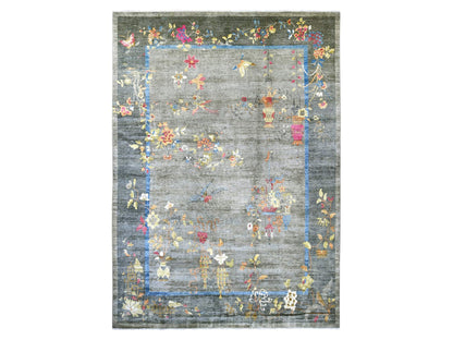 Peshawar Oushak hand-knotted wool rug in Gray & Charcoal Gray, 10'1" x 13'9" — SKU O022338
