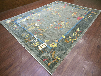 Peshawar Oushak hand-knotted wool rug in Gray & Charcoal Gray, 10'1" x 13'9" — SKU O022338 (view 3)