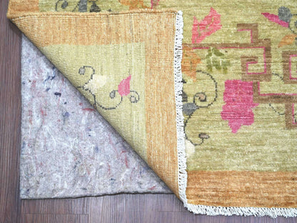 Brown 9'10" x 13'6" Oushak And Peshawar Hand knotted Wool Rug - Sku: O022339