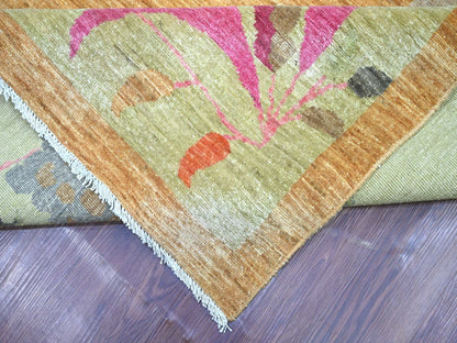 Brown 9'10" x 13'6" Oushak And Peshawar Hand knotted Wool Rug - Sku: O022339