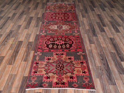 Pink 2'9" x 9'1" Vintage Hand knotted Wool Rug - Sku: O02233