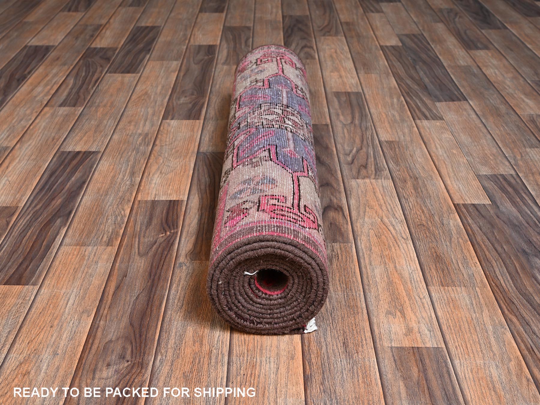 Vintage hand-knotted wool runner in Pink, 2'9" x 9'1" — SKU O02233 (view 5)
