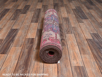 Vintage hand-knotted wool runner in Pink, 2'9" x 9'1" — SKU O02233 (view 5)