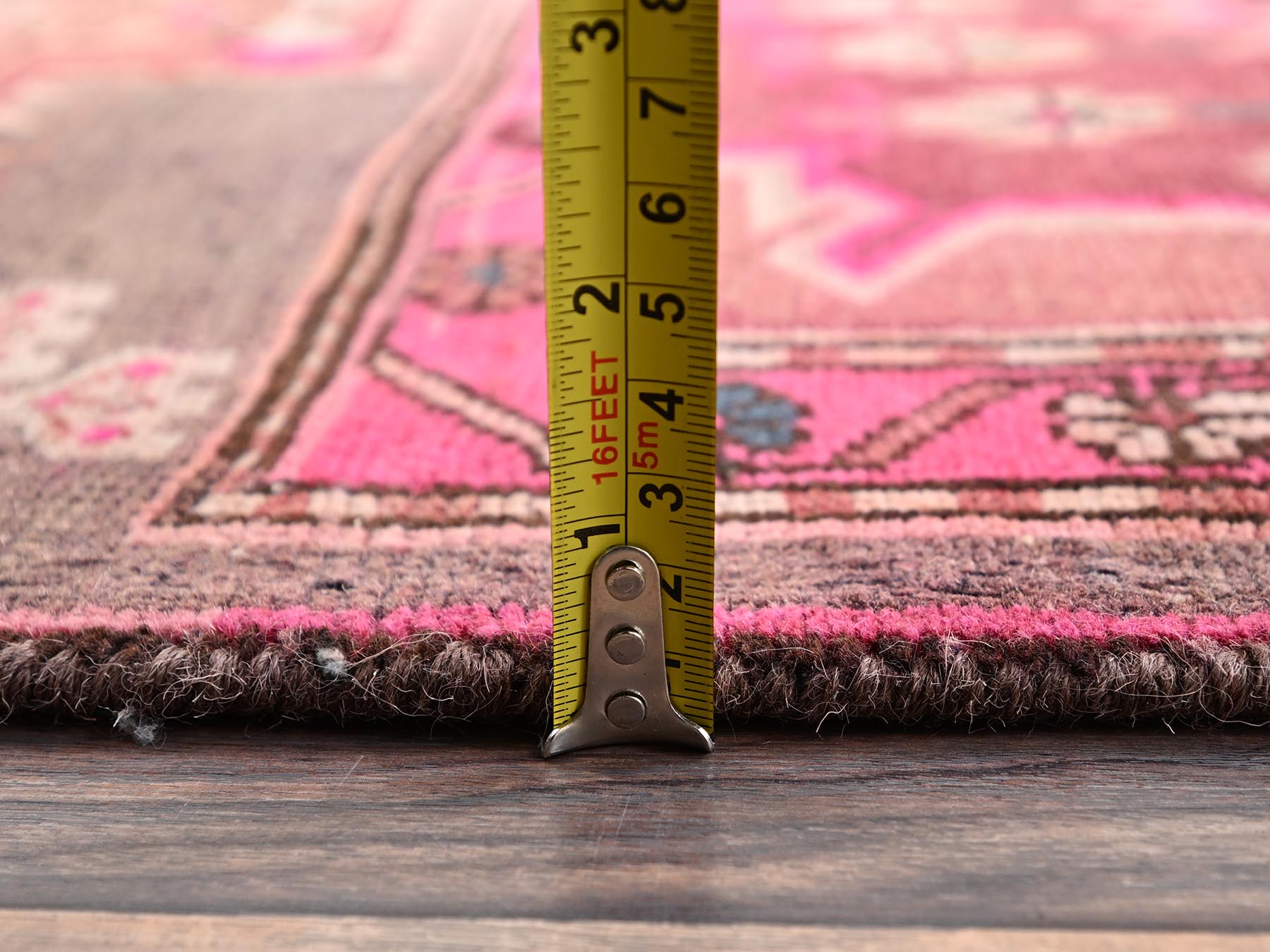 Vintage hand-knotted wool runner in Pink, 2'9" x 9'1" — SKU O02233 (view 6)
