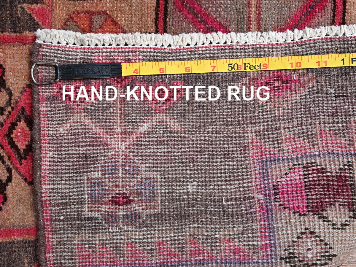 Vintage hand-knotted wool runner in Pink, 2'9" x 9'1" — SKU O02233 (view 7)