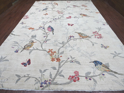 Peshawar Modern / Contemporary hand-knotted wool rug in Ivory, 10'3" x 14'7" — SKU O022341 (view 2)