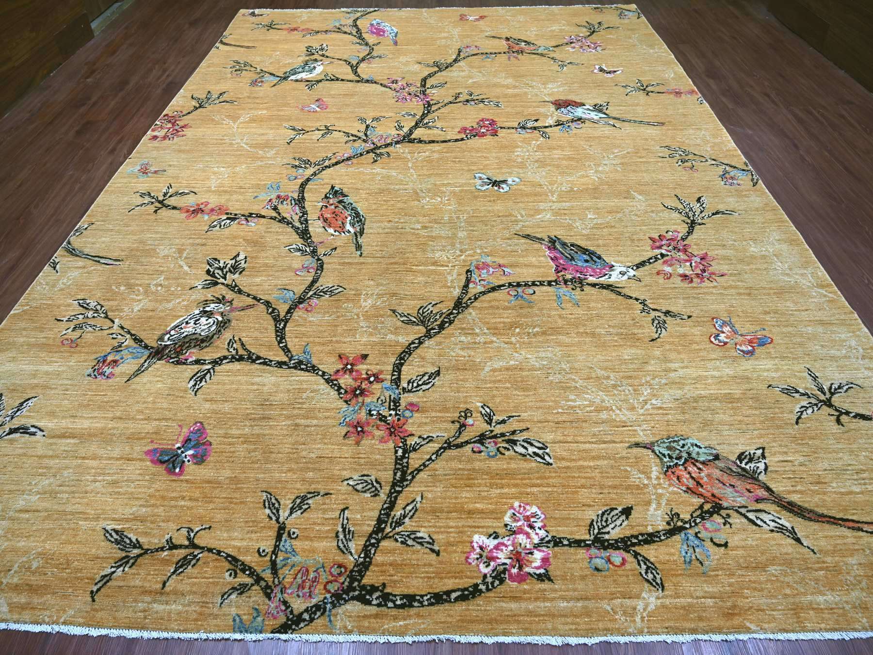 Brown 10'1" x 13'10" Modern and Contemporary Hand knotted Wool Rug - Sku: O022342