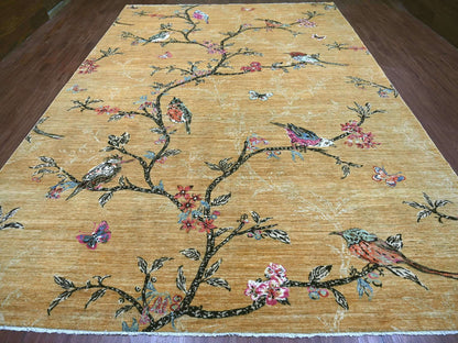Brown 10'1" x 13'10" Modern and Contemporary Hand knotted Wool Rug - Sku: O022342
