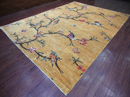 Brown 10'1" x 13'10" Modern and Contemporary Hand knotted Wool Rug - Sku: O022342