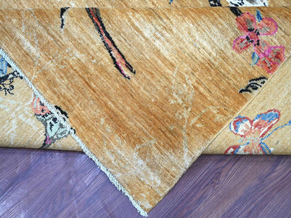 Brown 10'1" x 13'10" Modern and Contemporary Hand knotted Wool Rug - Sku: O022342