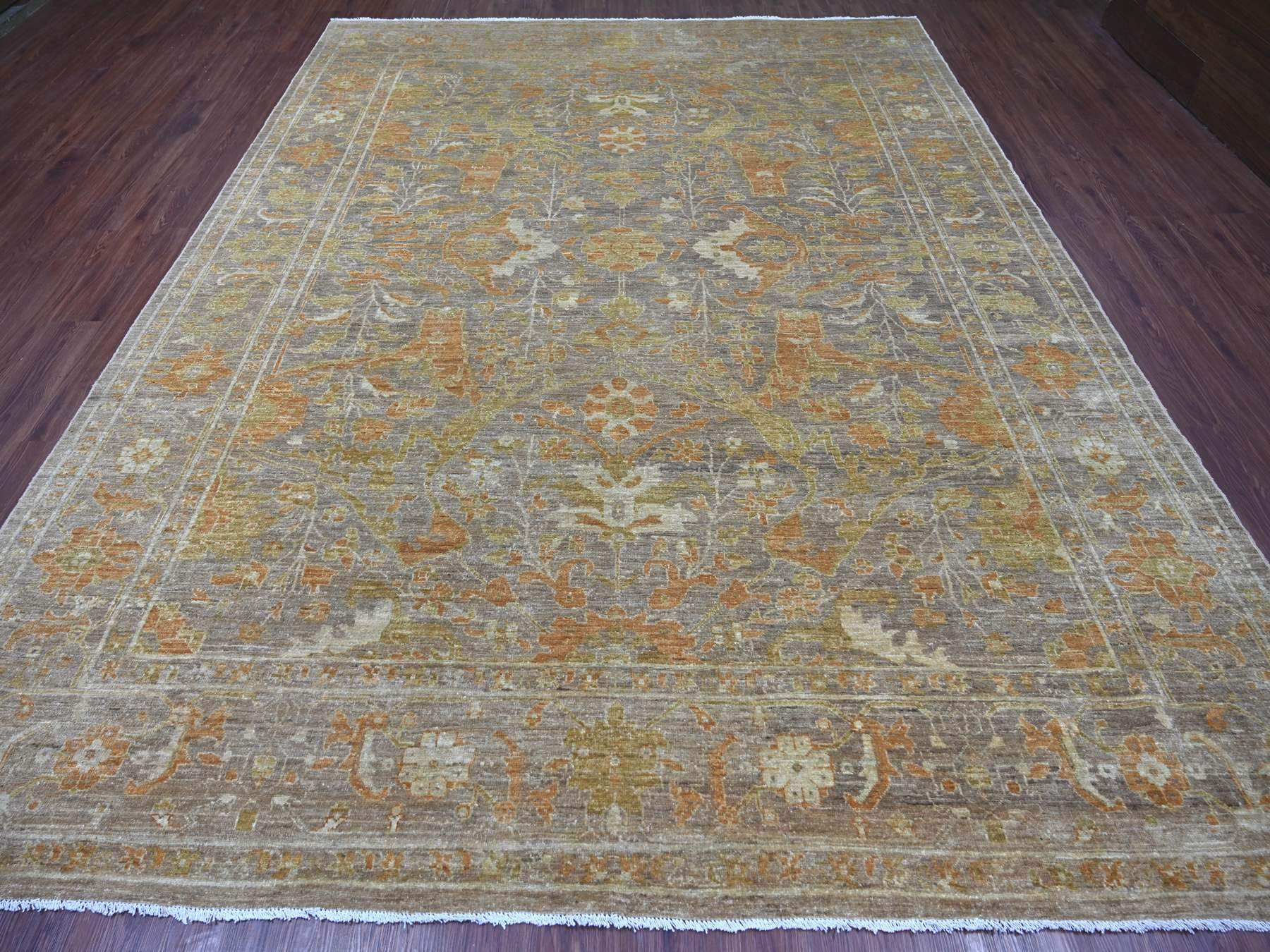 Brown 8'10" x 11'9" Tribal & Geometric Hand knotted Wool Rug - Sku: O022346