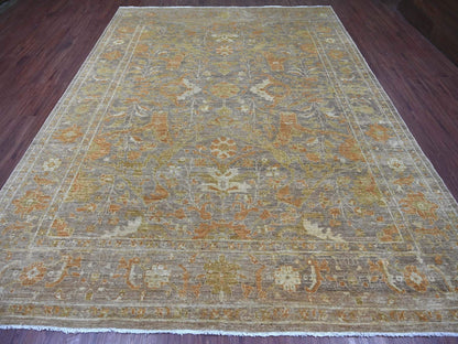 Brown 8'10" x 11'9" Tribal & Geometric Hand knotted Wool Rug - Sku: O022346