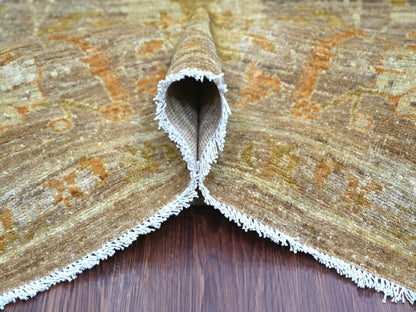 Brown 8'10" x 11'9" Tribal & Geometric Hand knotted Wool Rug - Sku: O022346