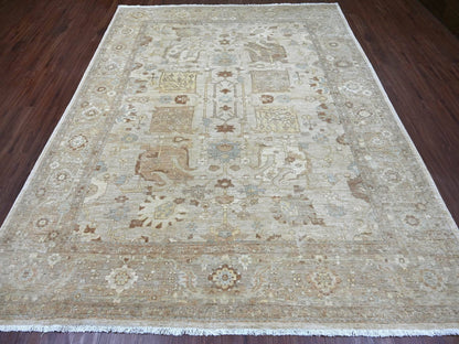 Peshawar Oushak hand-knotted wool rug in Ivory & Brown, 7'11" x 10' — SKU O022347 (view 2)