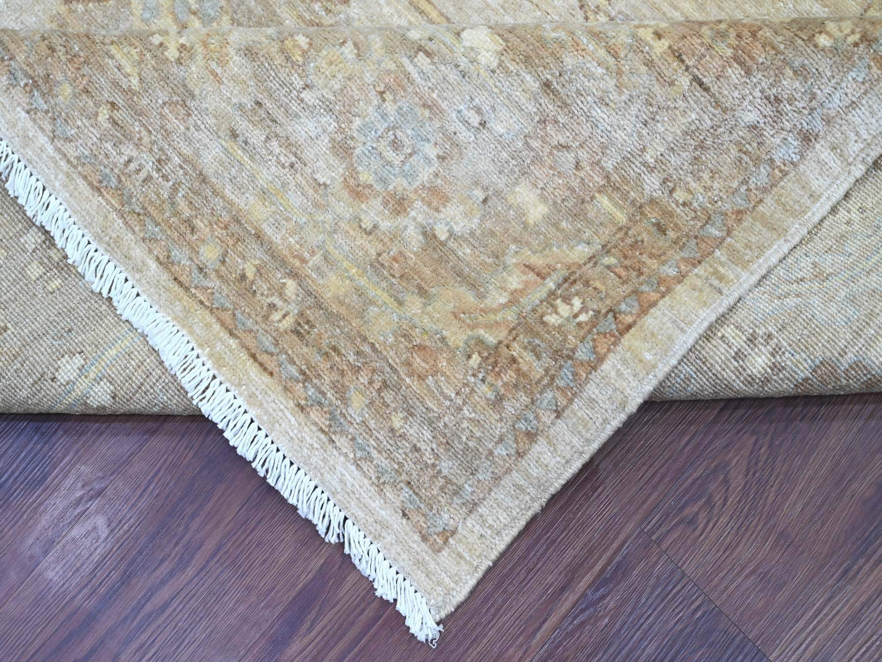 Peshawar Oushak hand-knotted wool rug in Ivory & Brown, 7'11" x 10' — SKU O022347 (view 6)