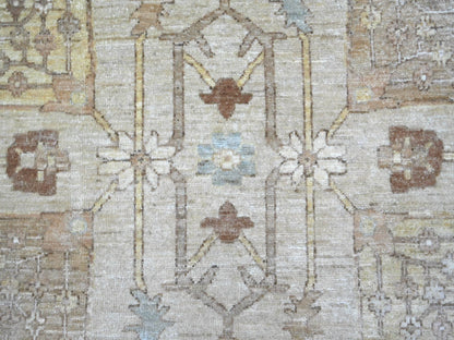 Peshawar Oushak hand-knotted wool rug in Ivory & Brown, 7'11" x 10' — SKU O022347 (view 8)