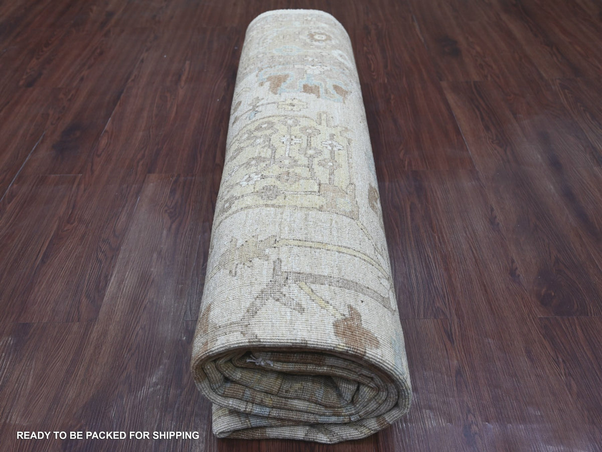 Peshawar Oushak hand-knotted wool rug in Ivory & Brown, 7'11" x 10' — SKU O022347 (view 9)