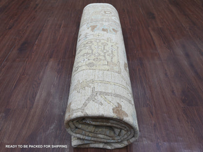 Peshawar Oushak hand-knotted wool rug in Ivory & Brown, 7'11" x 10' — SKU O022347 (view 9)