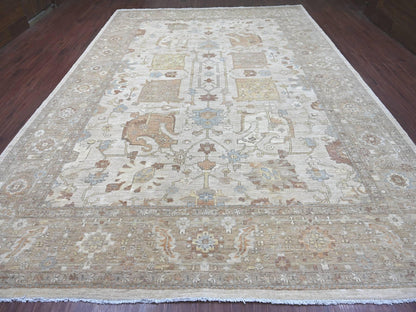 Brown 10'1" x 13'10" Oushak And Peshawar Hand knotted Wool Rug - Sku: O022349