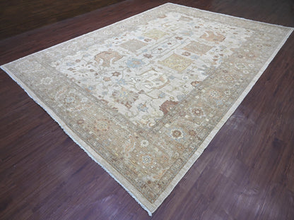 Brown 10'1" x 13'10" Oushak And Peshawar Hand knotted Wool Rug - Sku: O022349