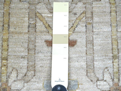 Brown 10'1" x 13'10" Oushak And Peshawar Hand knotted Wool Rug - Sku: O022349