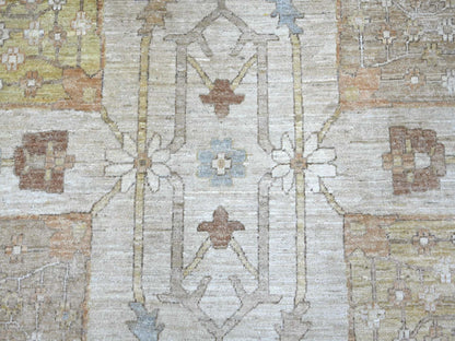 Brown 10'1" x 13'10" Oushak And Peshawar Hand knotted Wool Rug - Sku: O022349