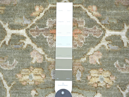 Green 6'0" x 6'1" Oushak And Peshawar Hand knotted Wool Rug - Sku: O022350