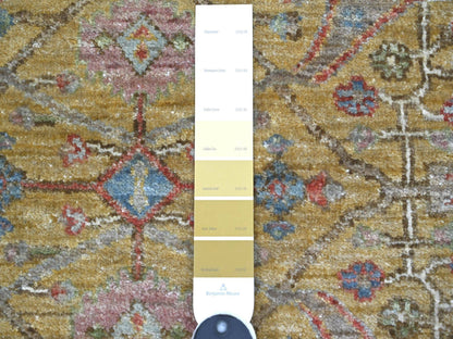 Peshawar Oushak hand-knotted wool rug in Yellow & Brown, 6' x 6'1" — SKU O022351 (view 3)