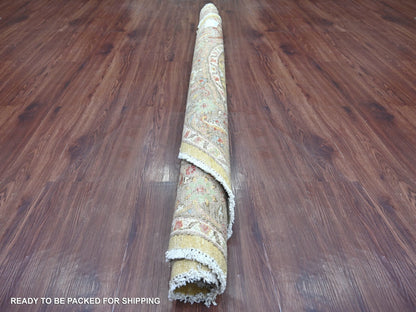 Peshawar Oushak hand-knotted wool rug in Yellow & Brown, 6' x 6'1" — SKU O022351 (view 4)