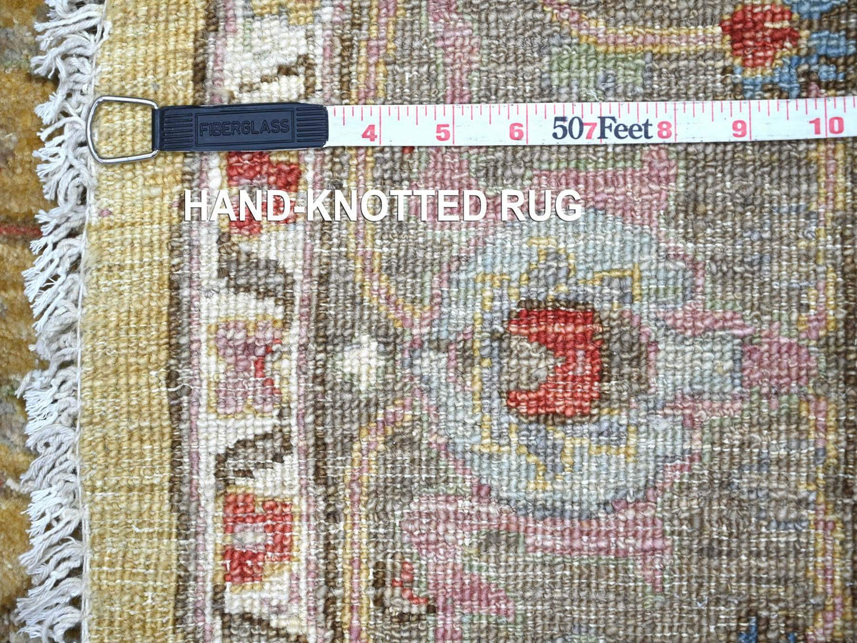 Peshawar Oushak hand-knotted wool rug in Yellow & Brown, 6' x 6'1" — SKU O022351 (view 6)