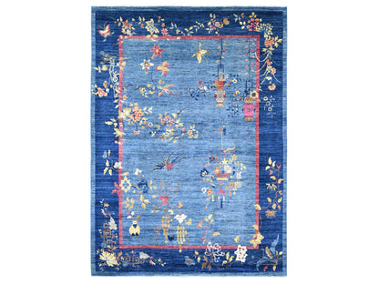 Blue 9'11" x 13'8" Oushak And Peshawar Hand knotted Wool Rug - Sku: O022353