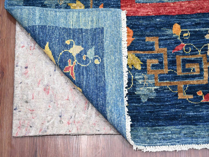 Blue 9'11" x 13'8" Oushak And Peshawar Hand knotted Wool Rug - Sku: O022353