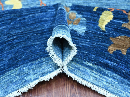 Blue 9'11" x 13'8" Oushak And Peshawar Hand knotted Wool Rug - Sku: O022353