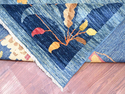 Blue 9'11" x 13'8" Oushak And Peshawar Hand knotted Wool Rug - Sku: O022353