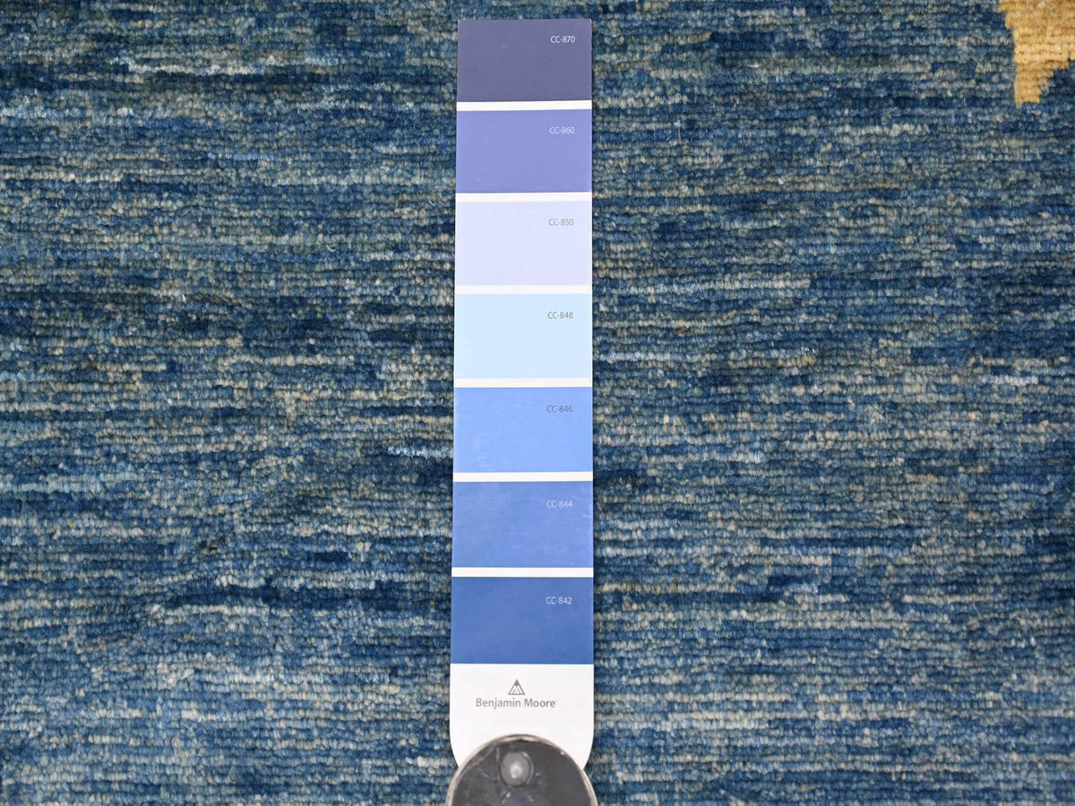 Peshawar Oushak hand-knotted wool rug in Blue & Navy Blue, 9'11" x 13'8" — SKU O022353 (view 7)