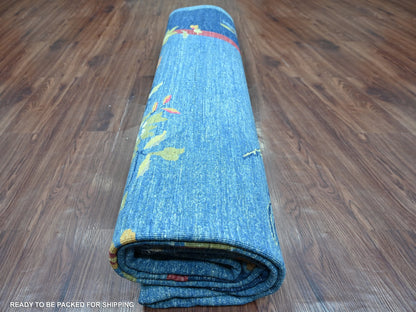 Blue 9'11" x 13'8" Oushak And Peshawar Hand knotted Wool Rug - Sku: O022353