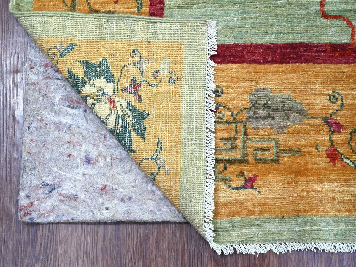 Peshawar Oushak hand-knotted wool rug in Green, 5'10" x 9', SKU O022356 (view 2)