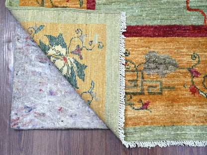 Peshawar Oushak hand-knotted wool rug in Green, 5'10" x 9', SKU O022356 (view 2)
