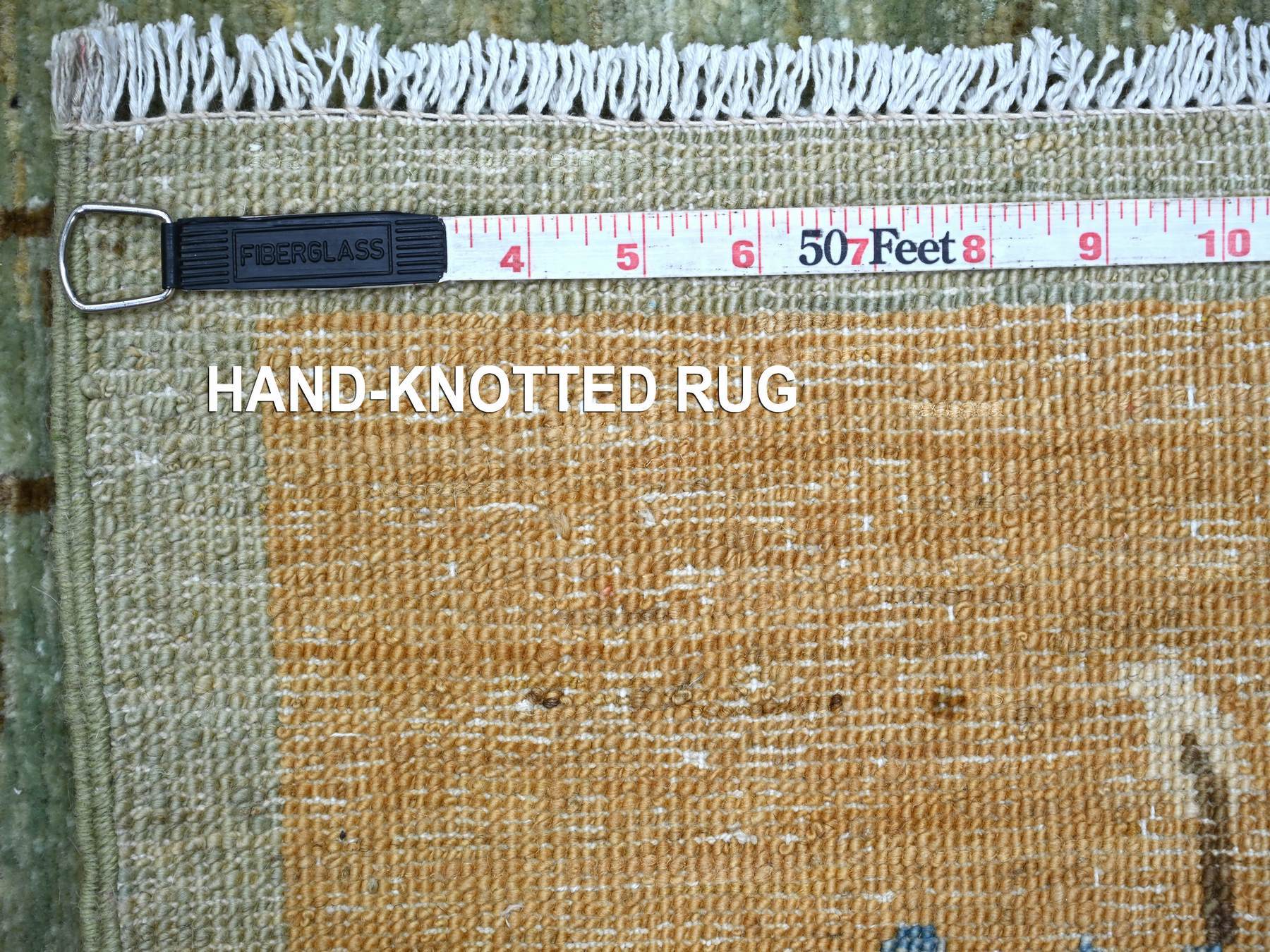 Peshawar Oushak hand-knotted wool rug in Green, 5'10" x 9', SKU O022356 (view 6)