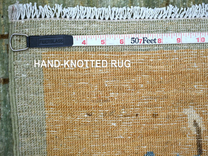 Peshawar Oushak hand-knotted wool rug in Green, 5'10" x 9', SKU O022356 (view 6)