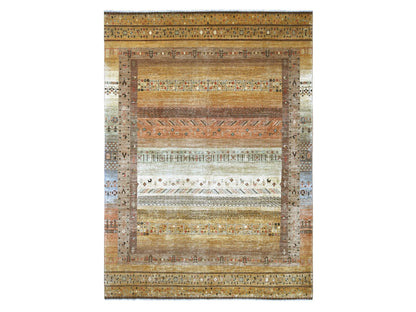 Brown 9'10" x 13'7" Tribal & Geometric Hand knotted Wool Rug - Sku: O022360