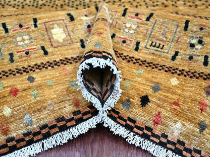 Brown 9'10" x 13'7" Tribal & Geometric Hand knotted Wool Rug - Sku: O022360