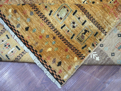 Brown 9'10" x 13'7" Tribal & Geometric Hand knotted Wool Rug - Sku: O022360