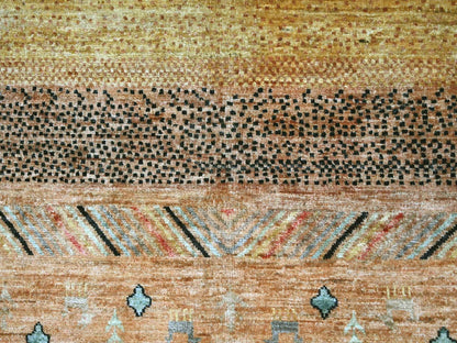 Brown 9'10" x 13'7" Tribal & Geometric Hand knotted Wool Rug - Sku: O022360