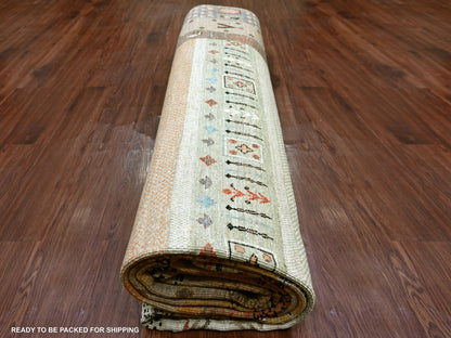 Brown 9'10" x 13'7" Tribal & Geometric Hand knotted Wool Rug - Sku: O022360
