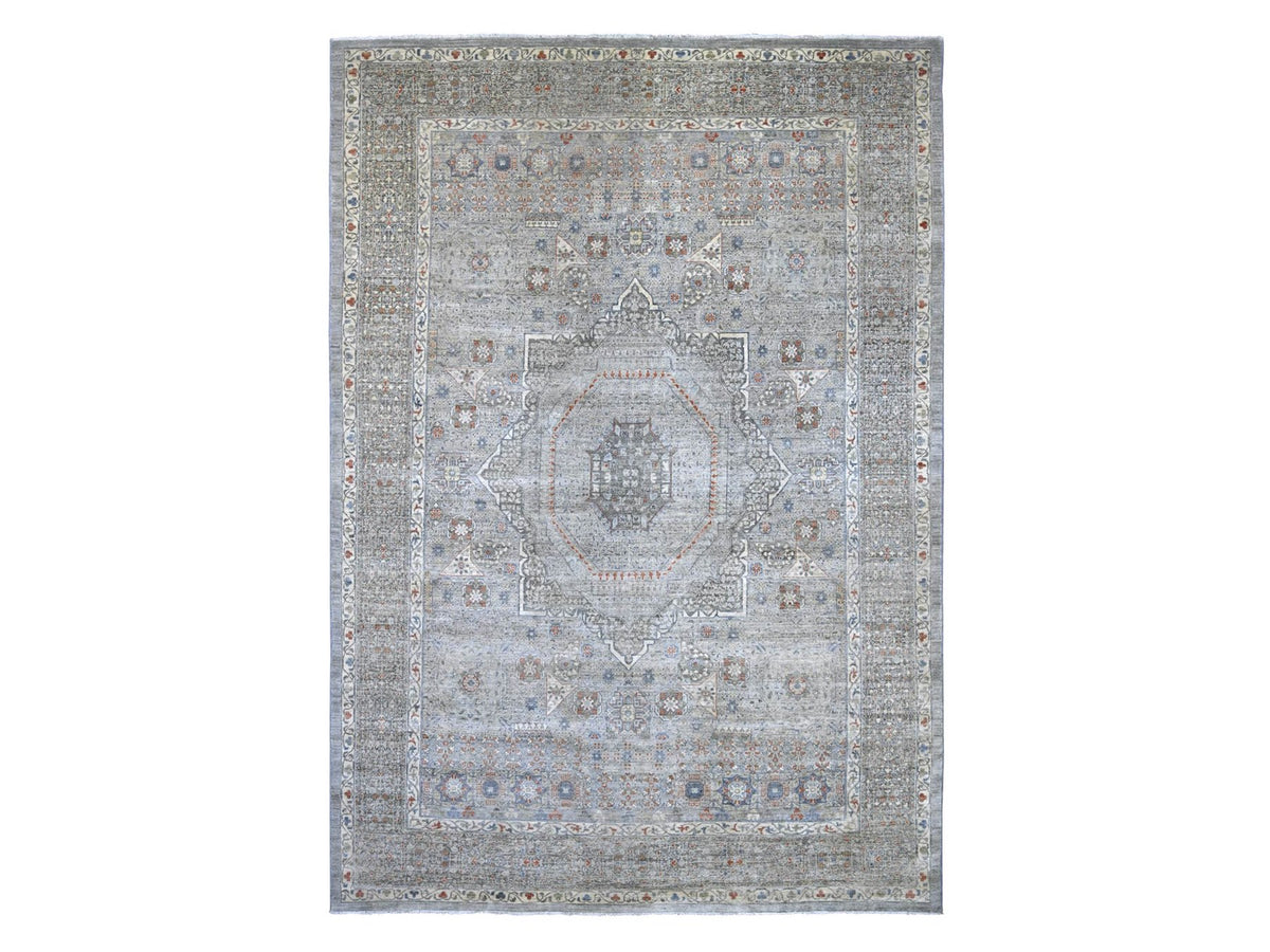 Mamluk Mamluk hand-knotted wool rug in Gray, 9'9" x 13'11" — SKU O022362