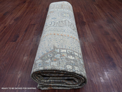 Mamluk Mamluk hand-knotted wool rug in Gray, 9'9" x 13'11" — SKU O022362 (view 9)